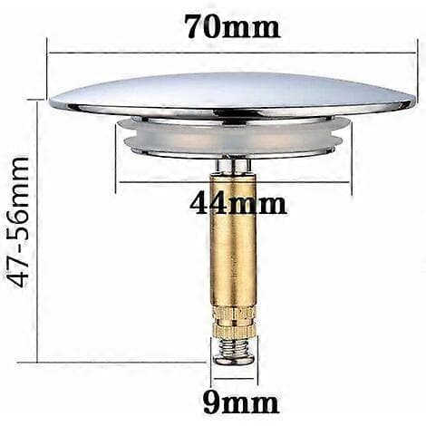Badekarpropp, diameter 70 mm, dobbel tetning, justerbar høyde, universal badekarpropp, vaskeventil, rustfri badekardren.