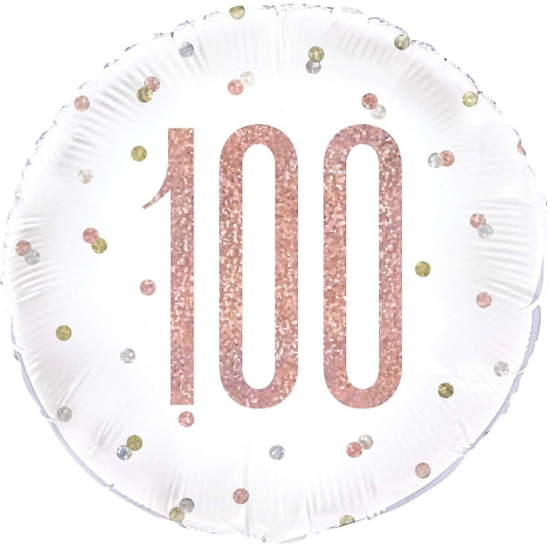 Materiale: Folie. Bredde: 18 tommer. Design: Glitter, Nummer, Polka Dot, Trykt. Anledning: 100 års fødselsdag. Form: Rund. Bemærk venligst: Leveres tømt for luft.