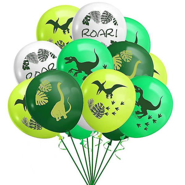 Dinosaurusteemallinen ilmapallosetti syntymäpäiväjuhliin - koristeet, bannerit ja kakunpäällyste