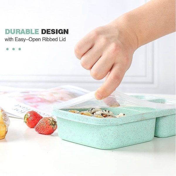4-pack Lunchbox, Matlåda med 3 Fack, Lunchbox för Barn, Återanvändbar Matförvaring