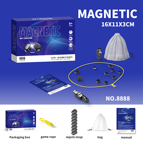 Magnetiskt Schackspel - Magnetiskt Brädspel - Roligt Magnetiskt Brädspel - Pusselstrategispel - Julgåva till Barn