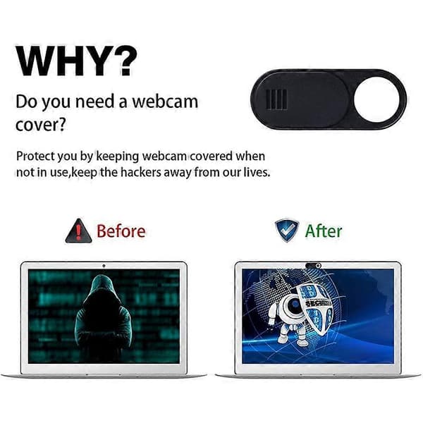 , 12-pak Ultra Tyndt Design Web Kameradæksel Slide til Laptop, PC, , , Computer, , Pro- Sort