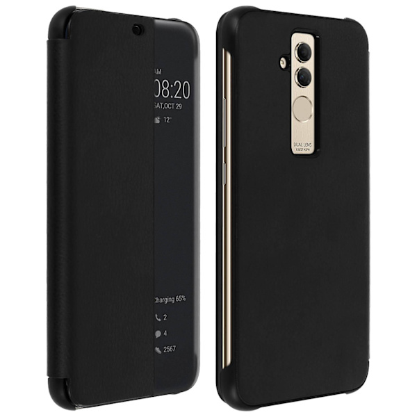 Folio-kotelo Huawei Mate 20 lite:n ikkunallinen aikunäyttö ja videoteline, musta