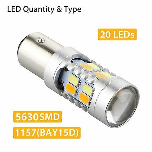 2x 1157 Dobbelt Farve Switchback 5630 6000K Hvid/Rav LED Blinklys Pærer