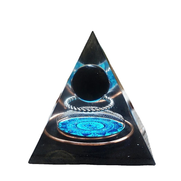 SQCLV Orgone Pyramid Obsidian Ball Gift Nubian Orgone Pyramid for Success Healing Crystals Pyramid Healing Stone Protection Reiki