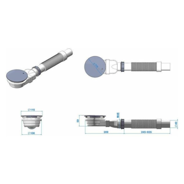 90mm Ekstra Flad Bruseafløb - Brusebakkeafløb Kit,