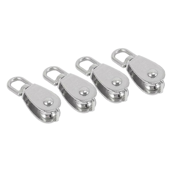 4 st Enkel Hjulblock M15 Rostfritt Stål Liten Hjulrulle För Repsladd I Vridbar Silver Pu S