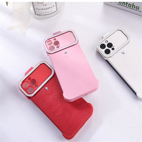 Etui til iPhone 12 Mini med indbygget ringlys (lyseblå)  (xq)