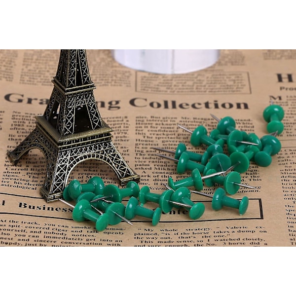 200 stk Fargede Plast Push Pins Dekorative Kart Tommel Tacks Med Stål For Bulletin Board Og DIY Håndverk Hjem Kontor Bruk (grønn)