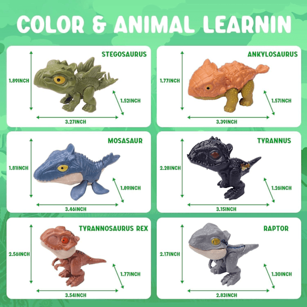 Dinosaurus-sormenlelu, 16 kpl dinosauruslelu satunnainen toimitus, lasten dinosauruslelu, pieni dinosauruslelu, dinosauruslelu lapsille, pojille ja tytöille