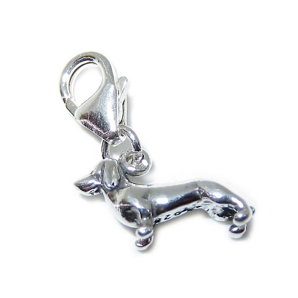 Dvärgtax Hund Sterling Silver Mini Clip Charm .925 X 1 Dvärgtax Hund Charms - 15458