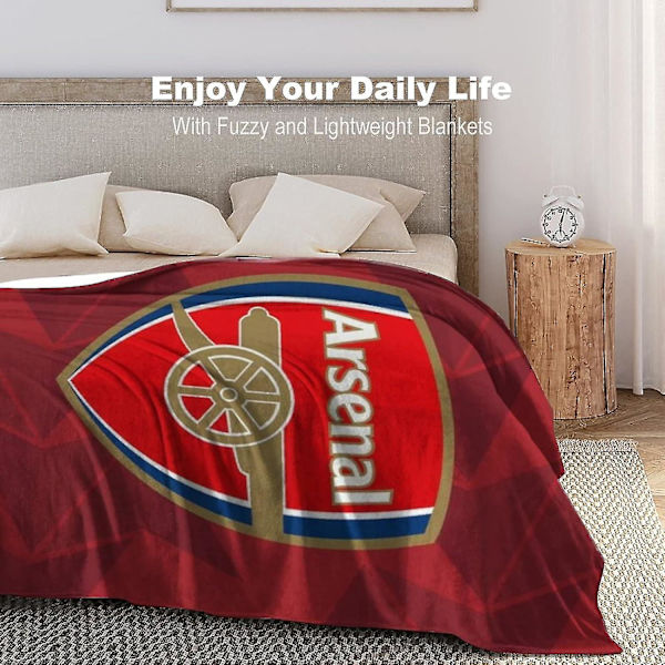 Arsenal F.c. Ultra-myk mikrofleece-pledd for hjem, sofa, seng, koselig, varm, lett for alle årstider, gavedekorasjoner, 3d-trykt teppe F