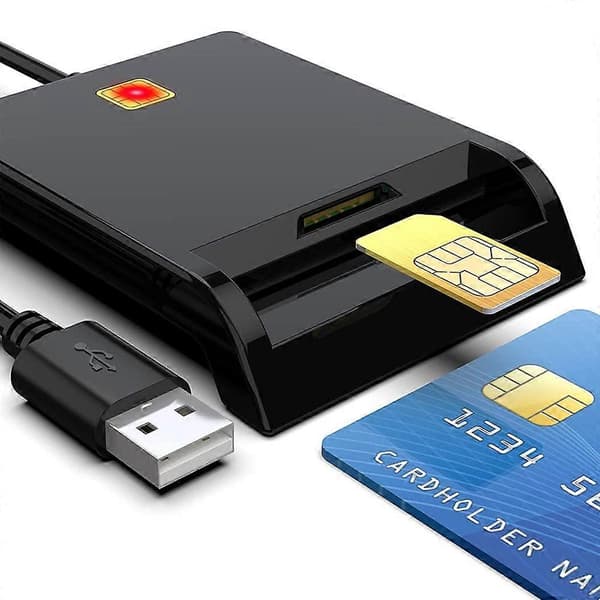 Smart Card Reader DOD Militær USB Common Access CAC, Kompatibel med Windows, Mac OS og Linux
