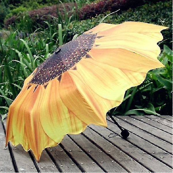 Solsikke Foldbar Parasol/regn/sol Paraply UV Beskyttelse