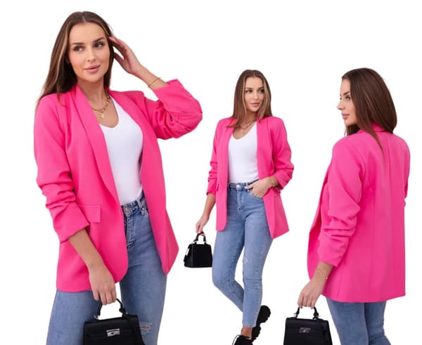 Elegant rosa oversized damejakke - klassisk stil