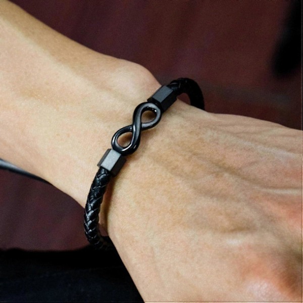 Til Min Mand, Uendeligheds Læderarmbånd Mand Gave fra Kone Jeg Elsker Dig For Evigt og Altid Armbånd Kæreste Jubilæum Fødselsdag Jul Fader G
