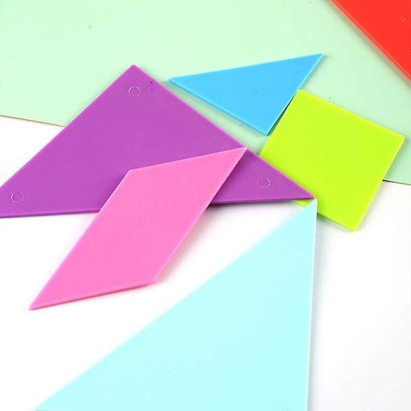 1 set Tangram-pussel Händer-på förmåga Ljusa färger Lätt Vikt Förälder-barn Interaktivt Pussel Tangram Leksak För Förskola