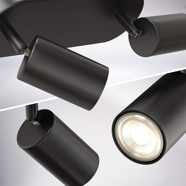Inomhusstrålkastare led ytmonterad projektor takspotlight (svart varmt ljus)