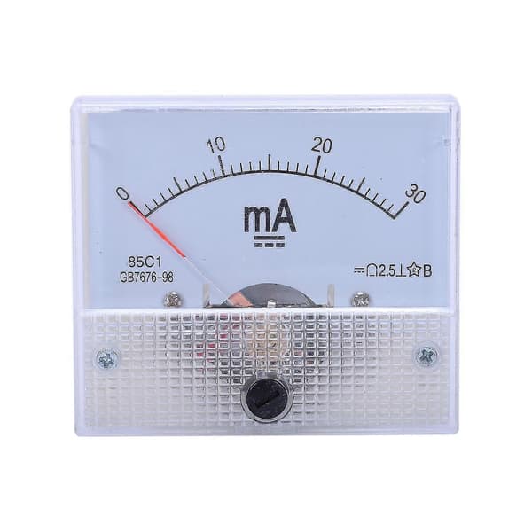 DC 0-30mA Analog Strömgivare Panelmätare Ammeter 85c1 30mA, Vit