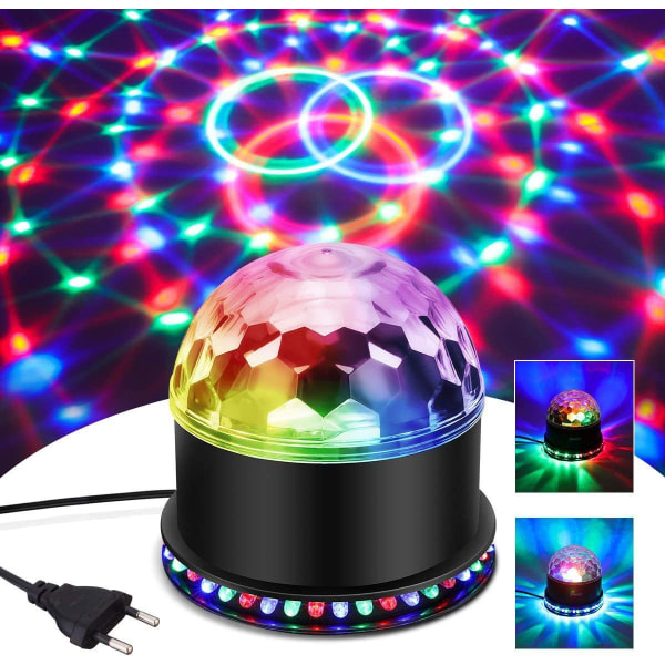 LED-scenelys stemmestyret 6-farvet roterende lys UFO-stråle lille magisk kugle lys mini laserlys farverigt roterende lys