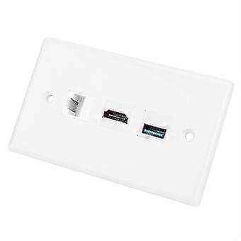 US Standard CAT6 HDMI USB3.0 Interface Stikdåse Panel Clip-On Vægplade Panel til Husholdningsbrug