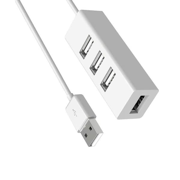 Hvit 4-ports USB 3.0-hub med 100 cm kabel - Høyhastighets 5 Gbps dataoverføring