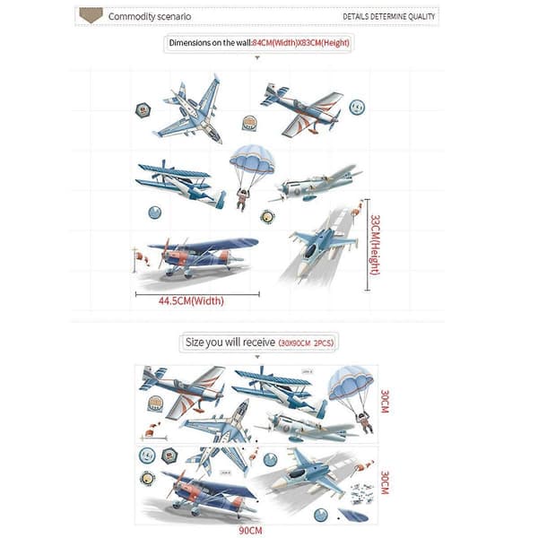 Retro flygplan självhäftande väggdekor