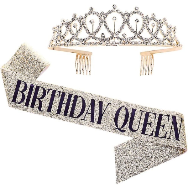 "Birthday Queen" Sash & Rhinestone Tiara Kit - Fødselsdagsgaver