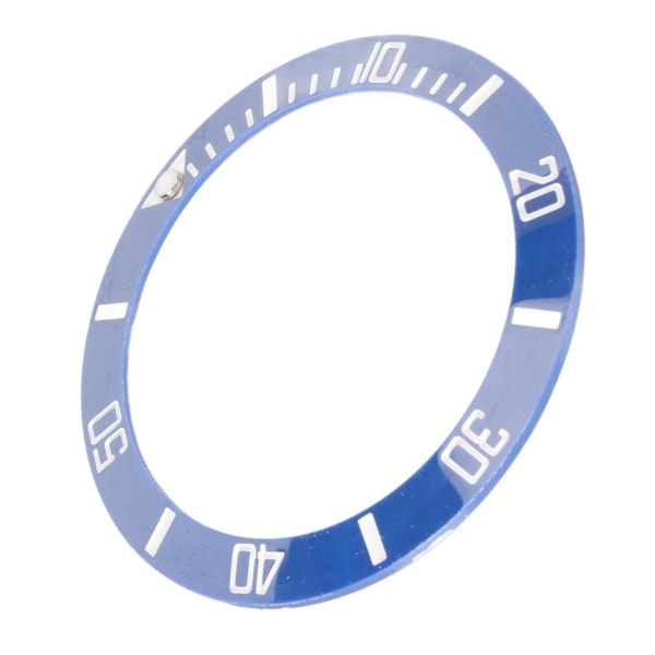 40 mm diameter klokkerammeinnsatsring Klarskala lysende keramisk erstatningsrammeinnsats White Character Blue Back