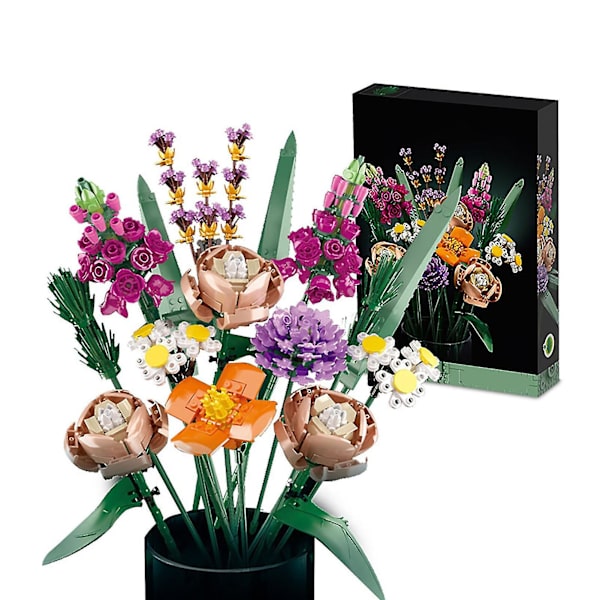 Blombukett Byggklossar Set Utsökt Vacker Kloss Blombukett För Alla Hjärtans Dag Present