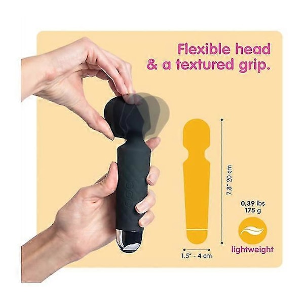 USB Opladning Trådløs Personlig Massager - 8 Kraftfulde Hastigheder og 20 Vibrationsmønstre - Vandtæt (Sort)