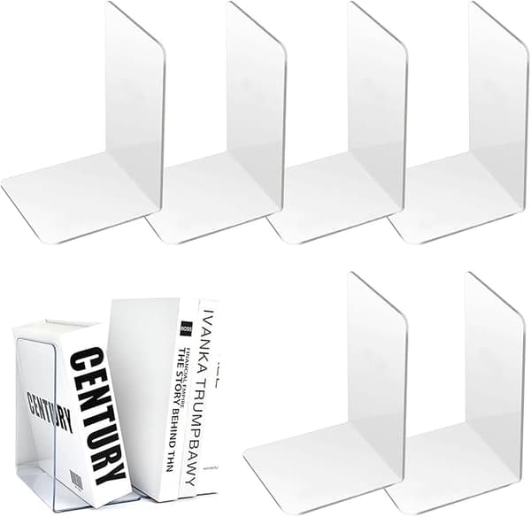 Bokstöd i klar akryl – 6-pack