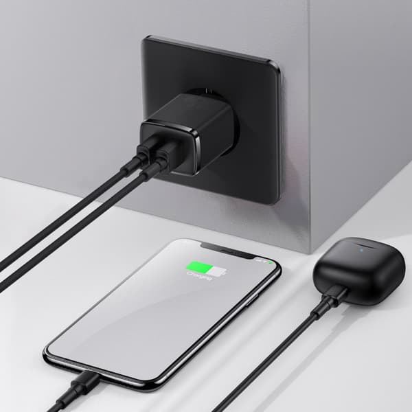 Baseus Compact 2xUSB 10.5W svart vegglader