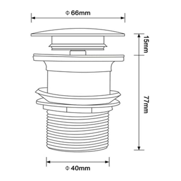 Ikke-dryppende afløbsstop - 62 mm - G1 1/4 - Forkromet