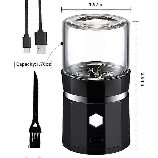Mini Sähkömylly Kannettava Vaniljamylly USB Ladattava Mylly Puhdistusharjalla Teelle 12