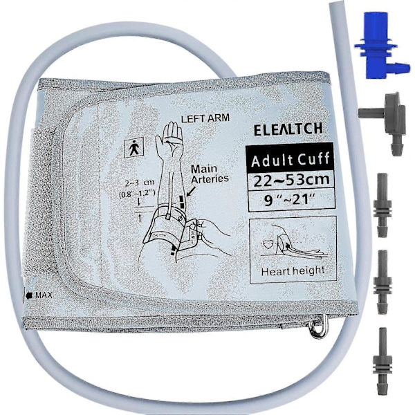 Manschett Kompatibel Med Omron 9u201d-21u201d Tum (22-53cm) Xl Tryck Vuxen Arm Blodtrycksmanschett Ersättning För Stor Arm, Grå-bra 12