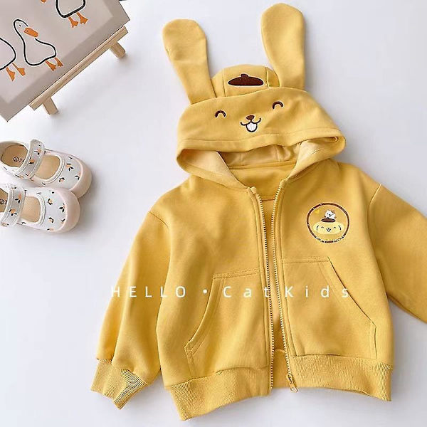 Tegneserie Sanrioed Jakke Kawaii Melody Cinnamoroll Kuromi Børne Hættetrøjer Drenge Piger Lynlås Frakker Baby Udflugtstøj 150cm sort
