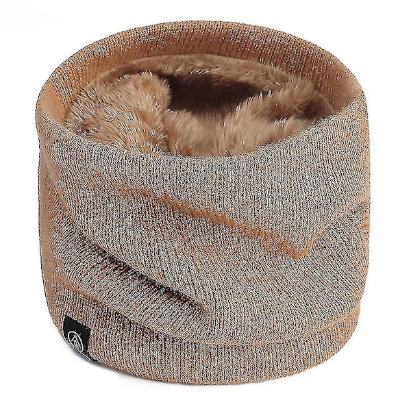 Winter Double-layer Neck Warmer Knit Fleece Lined Circle Loop Scarves