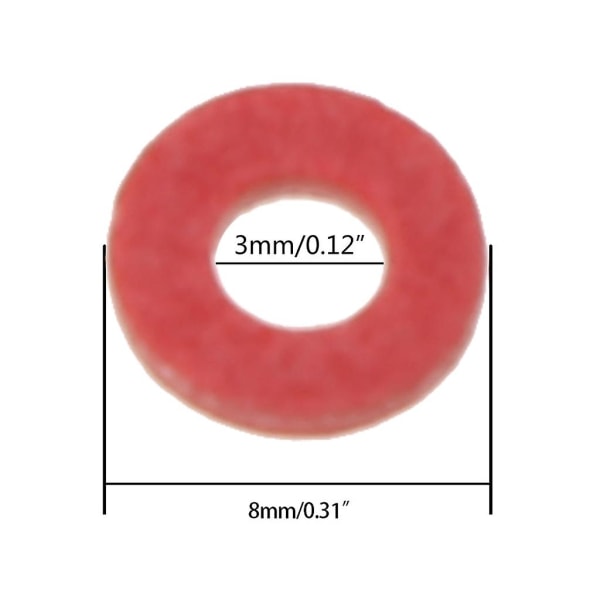100 stk 8cm / 3cm Diameter Fiber bundkort isolerende skiver Rød