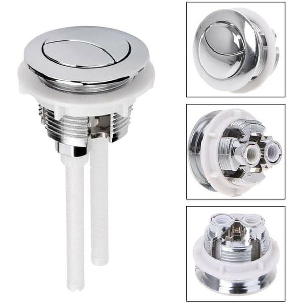 2 stk. dobbelspyling toalettknapper 38 mm standard forkrommet sølv toaletttankknapper