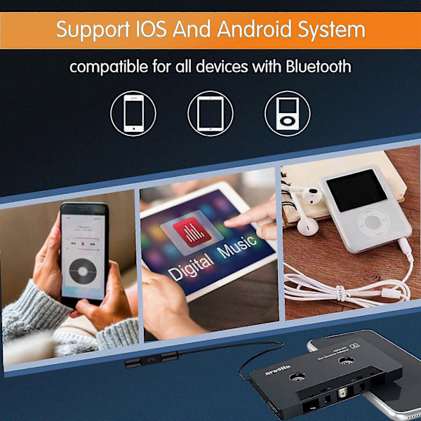 Bilstereo Bluetooth Kassettspiller Kassett Adapter Bluetooth 5.0