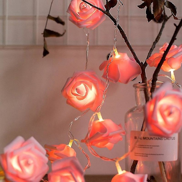Led rosa ros blomma ljusslinga batteridriven för bröllop hemfest födelsedagsfestival inomhus utomhus dekorationer