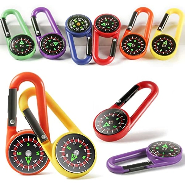 24 Pack Carabiner Compasses For Kids Toy Compass Belt Clips School Prizes Party Favors