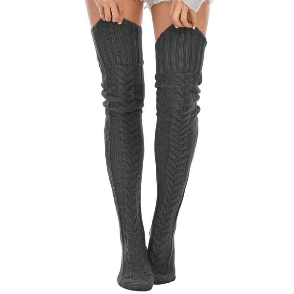 Høye lårhøye sokker over kneet Leg warmers MØRK GRÅ Mørkegrå