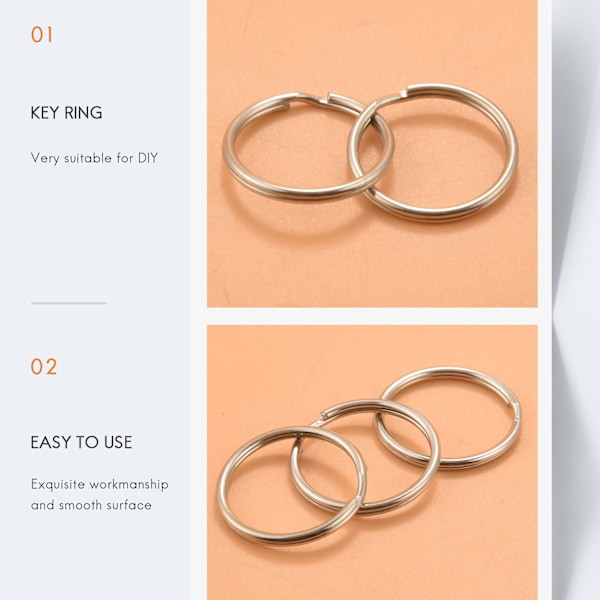 100 stk, 1 tommers nøkkelring, åpen nøkkelring, metall nøkkelring, flat ring for husholdning, bilnøkkelring