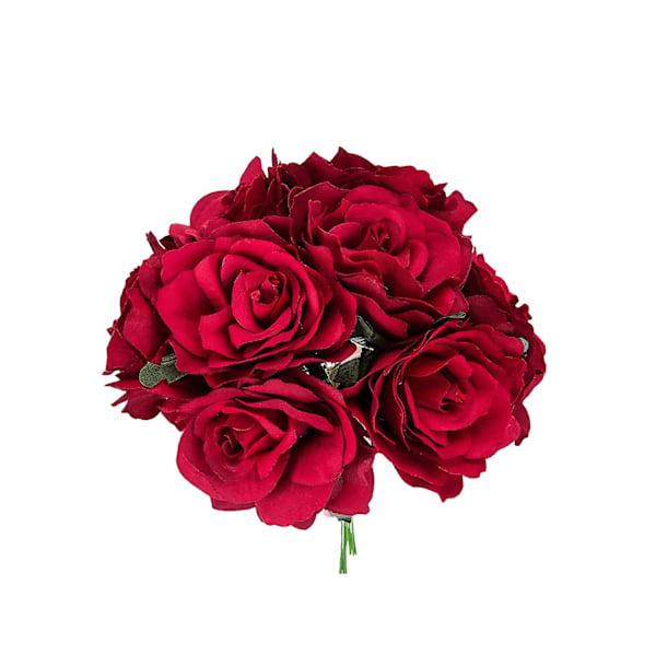 8-pack Röda Rosor Hårnålar Blommor Brosch Bröllopsblommor Simulationstillbehör (D-4)