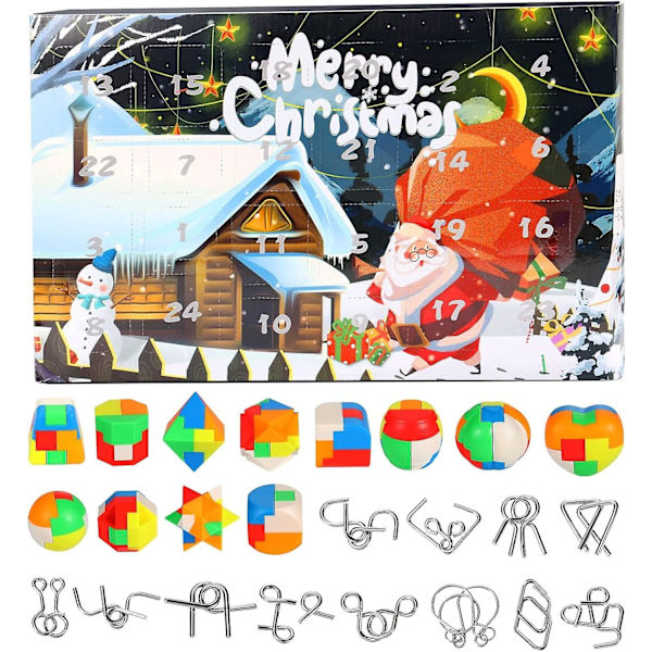 24 Julekalender Puslespil 2023 Jule Nedtælling Kalender Puslespil Spil Advent Kalender Blind Box