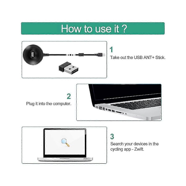 Pyörän USB ANT+ -tikku vastaanotinsovitin sisäpyöräilyharjoittelun datansiirtoon Bkoolille