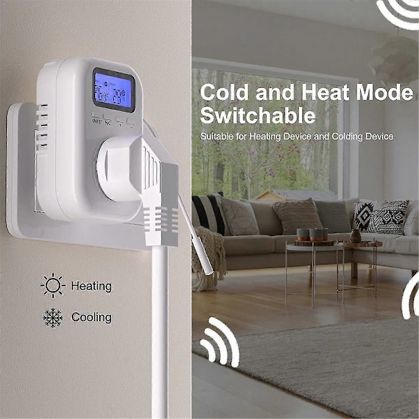 220V Temperaturregulatorplugg med sensor, Digital termostatplugg, Sokkeltermostatbryter for drivhus EU-plugg