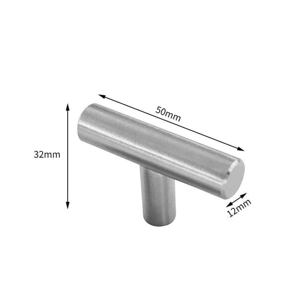 Borstad Silver T-handtag (2-pack) - Enkelhåls skåpsbeslag